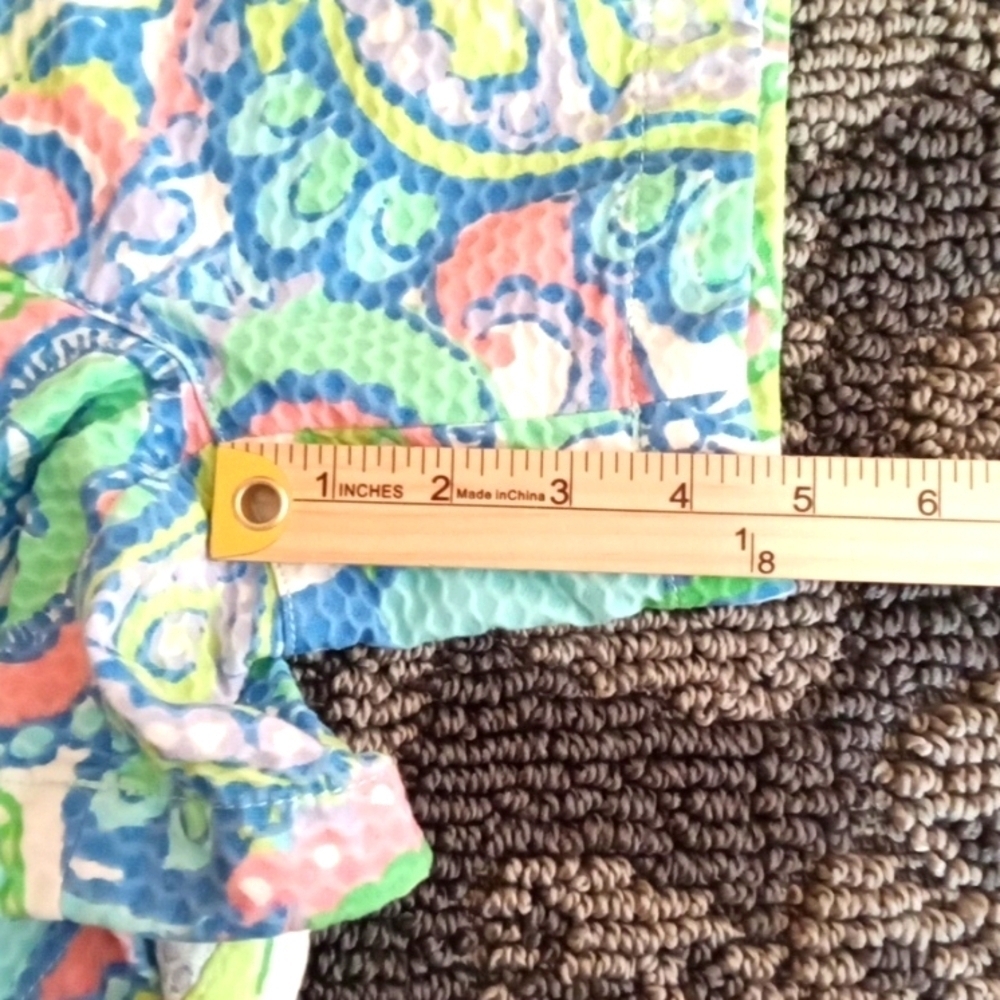 Lilly Pulitzer Blue and Green High Waist Shorts Callahan Vacation Womens Size 0 - Picture 7 of 9